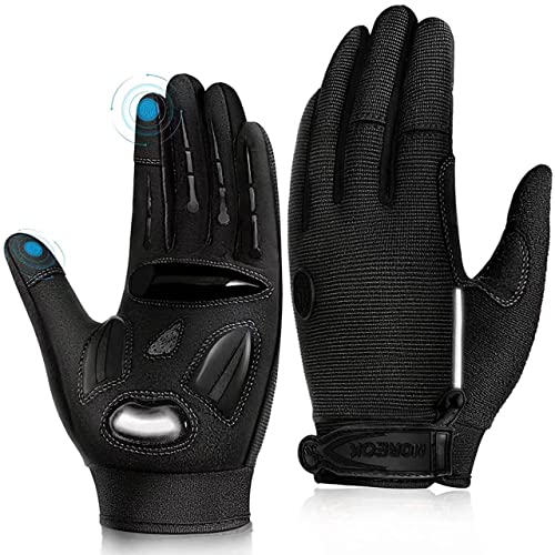 BIKINGMOREOK Cycling Gloves Bike Gloves Biking Gloves for Men Women,Touchscreen Full Finger Shock-absorbing Mountain Bike Gloves,5MM Gel Pads MTB Road Bicycle Gloves for Running,Hiking-Black-XL