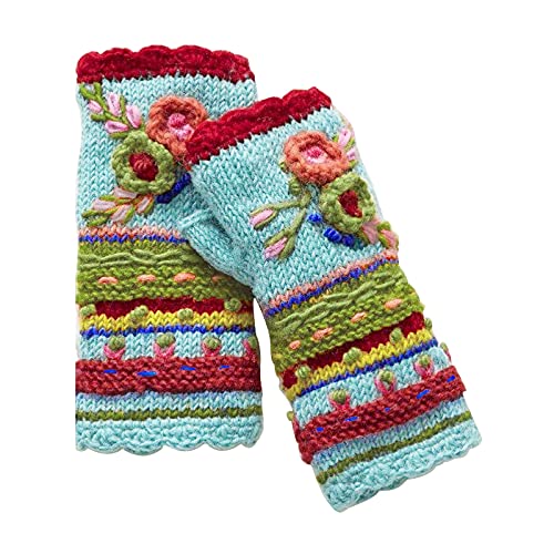 UpdateClassic Vintage Multicolor Knitted Gloves With Floral Fingerless Gloves Knit Gloves For Girls Women Warm Hand Warmers