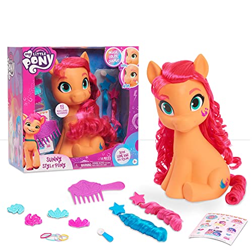 My Little Pony Sunny Starscout Styling Head, Color Change, 14-Pieces Include Wear and Share Accessories, Pink, Hair Styling for Kids, Kids Toys for Ages 3 Up by Just Play