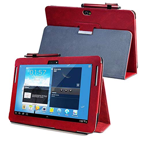Kuesn for Samsung Galaxy Note 10.1 (2012 Edition) GT N8013 N8000 Flip case Cover - SCH-I925 Folio Stand Back Book Cover for GT-N8010 N8005 N8020 Tablet pu Leather case (Red)