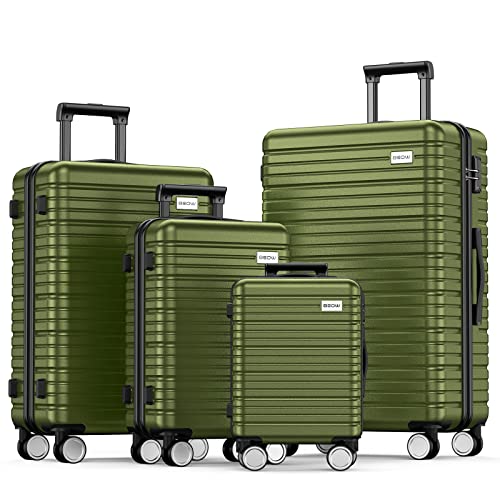 BEOW Luggage Sets 4-Piece (16/20/24/28)' Expandable Suitcases with Wheels PC+ABS Durable Hardside Luggage Clearance OliveGreen
