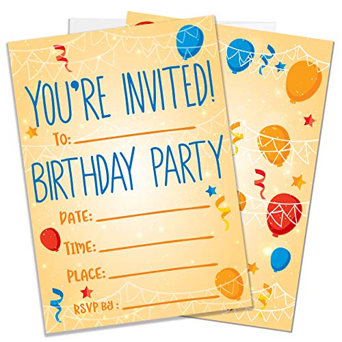 Drake Mason Party Invitations for Boys, Girls, Kids | 25 Invite Cards with Envelopes | Birthday Party Supplies