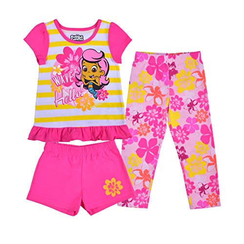 Nickelodeon Bubble Guppies Molly Girls 3 Piece T-Shirt, Short and Leggings Set for Toddlers and Big Kids