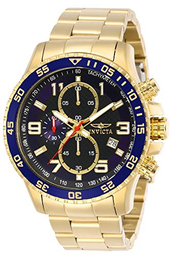Invicta Men's 14878 Specialty Chronograph Dark Blue Textured Dial Gold Ion-Plated Stainless Steel Watch