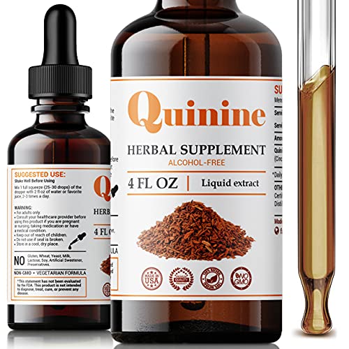 Quinine Tincture Extract Quinine Dried Bark Herbal Supplement Quinine Immune System Support Cinchona Bark Liquid Drops Alcohol and Gluten Free 4 Fl Oz