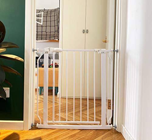 BalanceFrom Easy Walk-Thru Safety Gate for Doorways and Stairways with Auto-Close/Hold-Open Features, 30-Inch Tall, Fits 29.1 - 33.8 Inch Openings, White