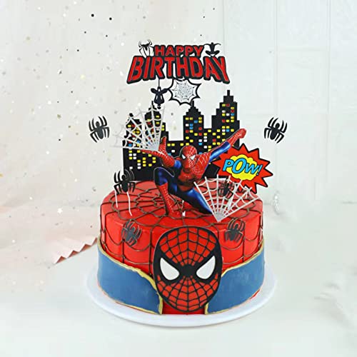 HTRY Spiderman Cake Toppers for Kids Birthday Cake Decorations