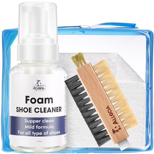 Alloda Shoe Cleaner, Rich Foam Clean 80Pairs, Suede Shoe Cleaner, Leather Cleaner, Sneaker Cleaner Kit, Shoe Cleaning Kit with Brush Towel, (clear)