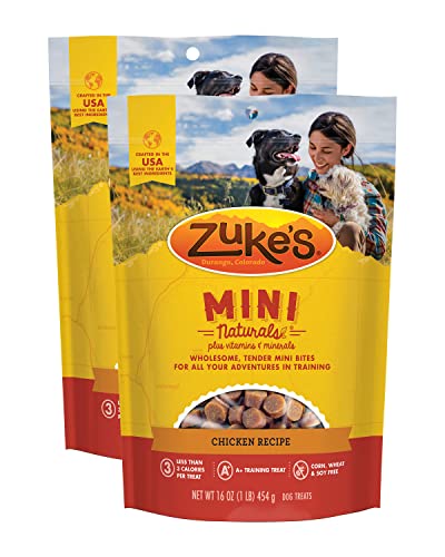 Zuke's Mini Naturals Dog Training Treats, Soft Mini Dog Treats with Vitamins & Minerals, Made for All Breed Sizes Chicken, 16 Ounce (Pack of 2)