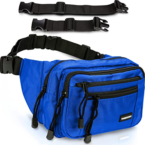 Fanny Pack for Men by VAN BEEKEN - Waterproof Fanny Pack for Women, Large Bum Bag, Waist Pack, Hip Pack, Belt Bag, Hip Bag for Hiking, Travel, Running - Blue Fanny Pack