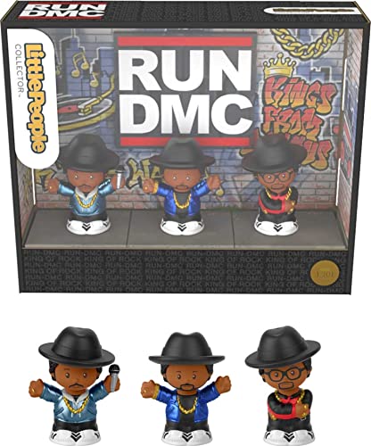 Little People Collector Run Dmc Special Edition Figure Set in Display Gift Package for Adult Hip Hop Fans, 3 Figurines