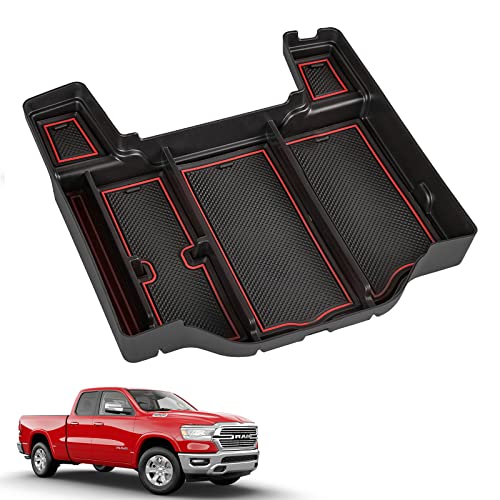 Motrobe 2024 Newest Center Console Organizer Tray for Dodge RAM 1500 2500 3500 Armrest Storage Box Accessories 2024 2023 2022 2021 2020 2019
