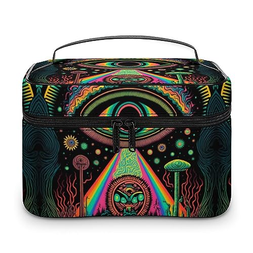 BOOGOBING Mushroom Makeupbag Organizer Bags for Travel Toiletries Bag PU Leather Waterproof Cosmetic Storage, MMG230