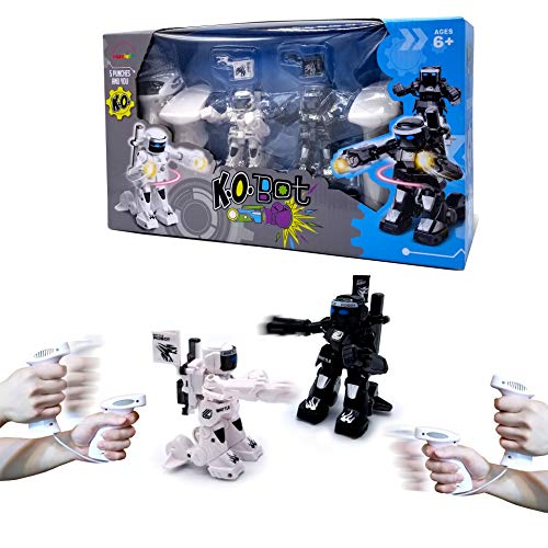 KO Bot - 2 Player RC Boxing Robots Fight To Win! Remote Control Battle Robot Toys For Kids With Cool Light & Sound Effects. Gesture Sense/Controller 2 Operating Modes! 5 Punches To K.O. Your Opponent!