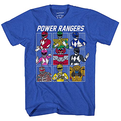 Power Rangers Mighty Morphin Shirt - Mighty Morphin Boys Graphic T-Shirt (Royal Heather, X-Large)