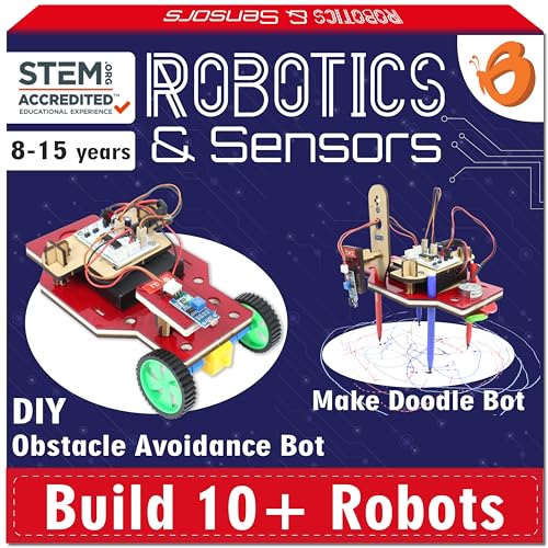 ButterflyEdufields STEM Robotics Projects Kit 10in1 Robots with Sensors for Ages 8-12 Electronics Engineering Kit with Circuit Board for Kids | Homeschooling | 50+ Parts