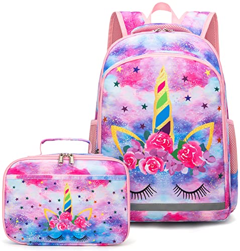 CAMTOP Backpack for Kids Girls School Backpack with Lunch Box Preschool Kindergarten BookBag Set
