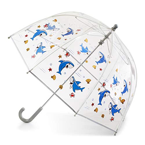 Totes Kids Clear Bubble Kids Umbrella - Perfect for Walking Safety- Child Safe with Pinch-Proof Closure and Easy-Grip Curved Handle Perfect for Small Hands, in Transparent or Colorful Options