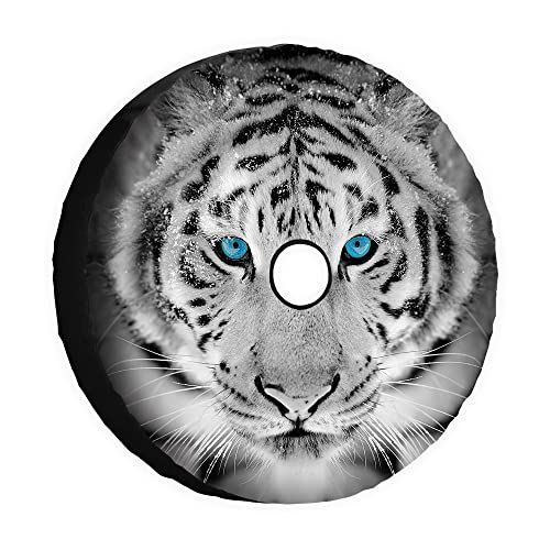 Cafetime Spare Tire Cover Tiger Wheel Tire Cover Universal Fit for Trailer RV SUV Jeep Truck Camper Travel Wheel Protectors Covers 14 Inch with Backup Camera Hole