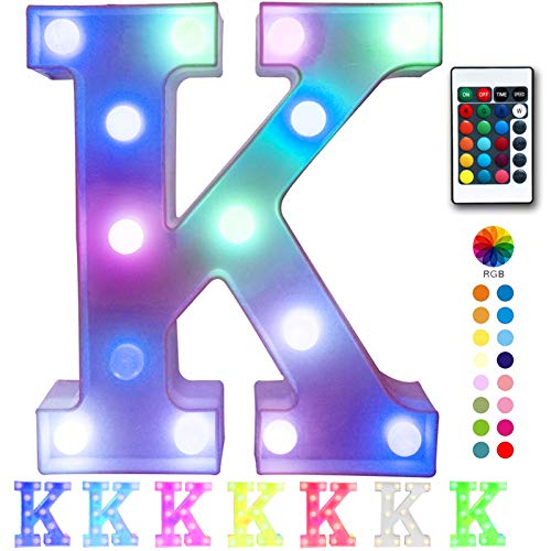 Pooqla Colorful LED Marquee Letter Lights with Remote – Light Up Marquee Signs – Party Bar Letters with Lights Decorations for the Home - Multicolor K