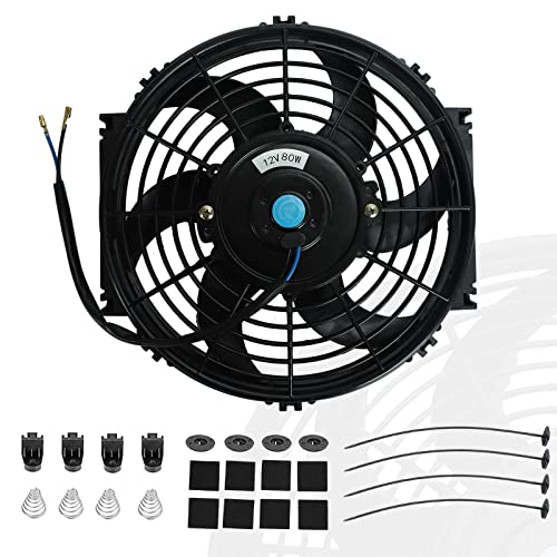 10' inch Slim Fan Push Pull Electric Radiator Cooling Fans 12V Mount Kit Unversal Black