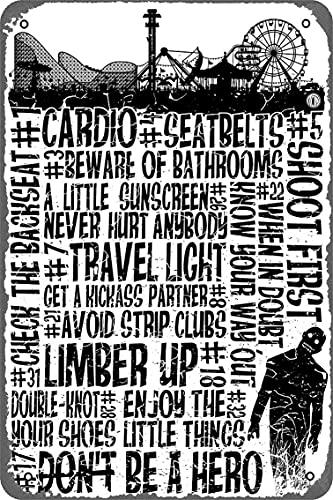 NIUMOWANG Metal Sign - The Zombieland Rules Tin Poster 12 X 8 Inches