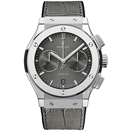 Hublot Men's 45mm Grey Alligator Leather Band Titanium Case Automatic Analog Watch 521.NX.7071.LR