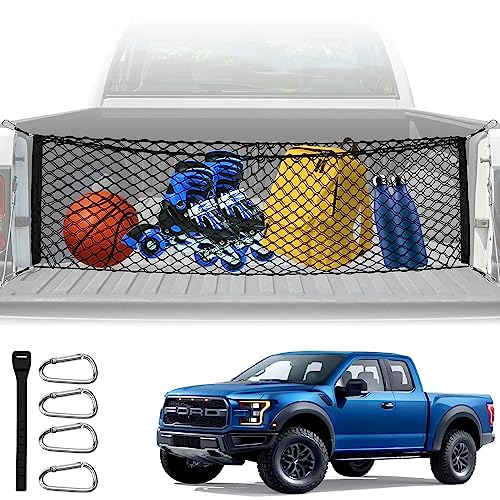 Truck Bed Cargo Net, Adjustable Truck Bed Divider 50'x 18', Premium Heavy Duty Cargo Net for Pickup Truck Bed Organizers and Storage, Compatible with Chevy Silverado Ford F150, Automotive Cargo Nets