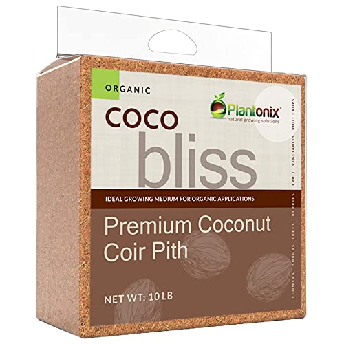 Organic Coco Coir by Coco Bliss (10lbs) - Compressed Coco Coir Brick with Low EC & pH Balance - Organic Coco Coir for Plants, Herbs, & Gardening - OMRI-Listed Coco Coir Potting Soil Substrate