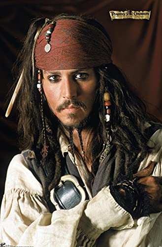 Trends International Disney Pirates: Black Pearl - Johnny Depp Portrait Wall Poster, 14.725' x 22.375', Premium Unframed Version