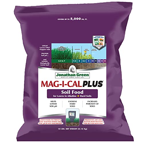 Jonathan Green (11356 Mag-I-Cal Plus Soil Food for Lawns in Alkaline & Hard Soils - Soil Amendment for Grass (5,000 Sq. Ft.), No Size, Brown