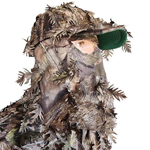 QuikCamo Mossy Oak Breakup Country 2-in-1 3D Leafy Camo Face Mask Hat for Deer Hunting (Adjustable, OSFM)
