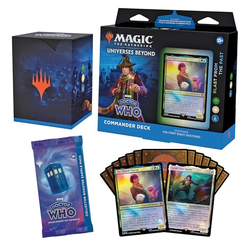 Magic The Gathering Doctor Who Commander Deck – Blast from The Past (100-Card Deck, 2-Card Collector Booster Sample Pack + Accessories)