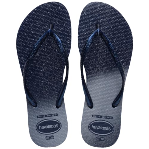 Havaianas Women's Slim Gloss Flip Flop Sandal, Navy/Navy, 7-8