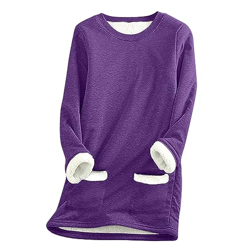 Black of Friday Deals 2023, Best Cyber of Monday Deals, Womens Fall Fashion 2023, Sherpa Pullover for Women Winter Warm Fleece Lined Long Sleeve Crewneck Sweatshirt Pullover Loungewear Tunic Tops