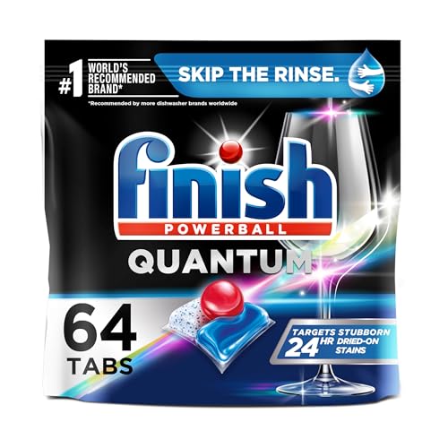 Finish - Quantum - 64ct - Dishwasher Detergent - Powerball - Advanced Clean & Shine - Dishwashing Tablets - Dish Tabs
