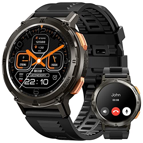 AMAZTIM Smart Watches for Men,60 Days Extra-Long Battery, 50M Waterproof, Military Bluetooth Call(Answer/Dial Calls)Fitness health Watch Compatible iPhone & Android, 1.43'HD AMOLED, AI Voice Assistant