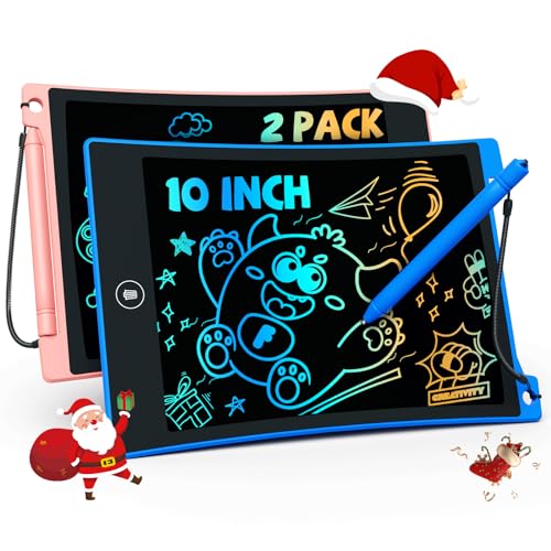 TEKFUN Kids Toys,10in 2 Pack LCD Writing Tablet Coloring Doodle Drawing Board Magic Sketch Pad for Kids with Stylus, Car Trip Educational Toys Birthday Gift for Toddlers 3 4 5 6 7 Kids Girls Boys