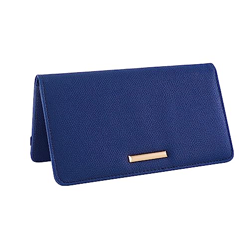 RSAquar Checkbook Cover for Personal Checkbook, Checkbook Holder with RFID Blocking & Built-in Clear Plastic Divider for Duplicate Checks, Blue