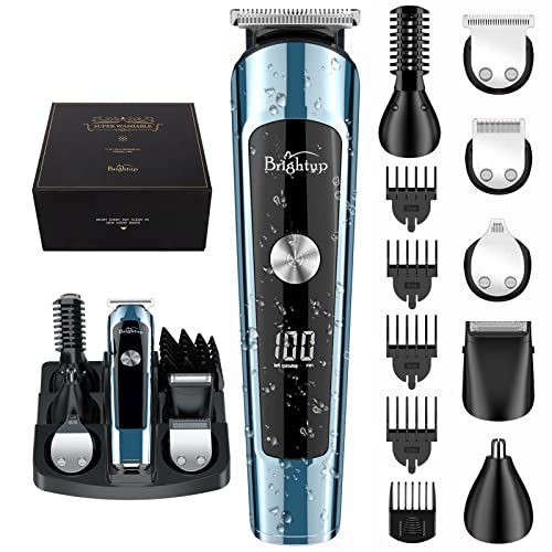 Brightup Beard Trimmer for Men, IPX7 Waterproof Beard Trimming Kit with Electric Razor, Hair Clippers, Hair Trimmer for Mustache Body Facial Nose Ear, FK-8788T