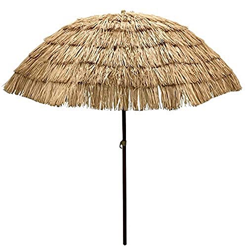 EasyGo - 8' Thatch Patio Tiki Umbrella Tropical Palapa Raffia Tiki Hut Hawaiian Hula Beach Umbrella