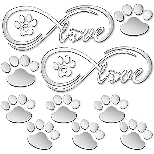 6 Pcs Dog Decals for Cars Paw Print Window Decals 3D Heart Paw Car Sticker Dog Footprint Self Adhesive Car Decoration Bumper Window Laptops Luggage Car Interior Accessories Decor