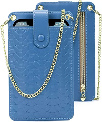 JIEGUB Cell Phone Purse Small Crossbody Bags for Women PU Leather Phone Pouch Card Slot Holder Wallet Case for 14 13 12 11 XR XS 8 7 Samsung Galaxy S22 S21 S20 S10 S9 S8 A13 A32 A42 A02S-Blue