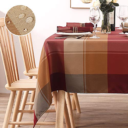 Rectangle Tablecloth, Red Tablecloth for Rectangle Tables 60 x 84 Waterproof Table Cover Spill Proof Wrinkle Resistant Table Protector for Outdoor and Kitchen Dining Room(60'x84',6-8 Seats,Red)-M