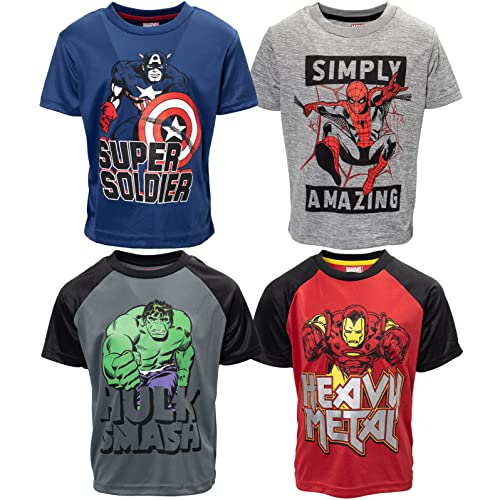 Marvel Avengers Captain America Iron Man Spider-Man Hulk Toddler Boys 4 Pack T-Shirts Avengers 4T