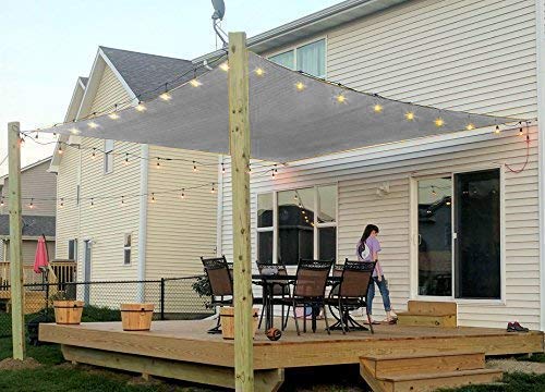 COCONUT Rectangle Sun Shade Sail Canopy, 6' x 8' Patio Shade Cloth Outdoor Cover - Sunshade Fabric Awning Shelter for Pergola Backyard Garden Carport (Grey)