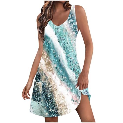 vestidos de playa para mujer 2024,Womens Summer Dresses 2024 Casual Sundress with Pockets Boho Beach Dress Floral Tshirt Dress V Neck Loose Fit Tank Dresses Deals of The Day Lightning Deals