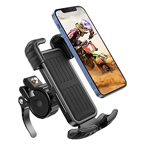 Marspeeder Bike Motorcycle Phone Mount, 【Super Stable Metal】 Bike Motorcycle Phone Holder with Security Lock, Bicycle Phone Mount with Soft Cushion & Adjustable Clip Compatible with 4.7''-6.8'' Phone