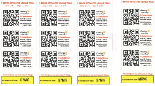 Dynotag Web Enabled Smart Tags with DynoIQ & Lifetime Service. 12 Unique Sticker Set (1 Sticker Each of 12 dynotags) for Asset Management