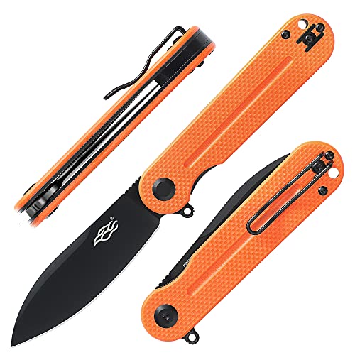 Firebird Ganzo FH922PT-OR EDC Folding Pocket Knife Razor Sharp D2 Stainless Steel Black Blade G10 Handle with Clip Outdoor Foldable Pocket Knife Hunting Fishing Hiking Gear Best Gift for Men (Orange)